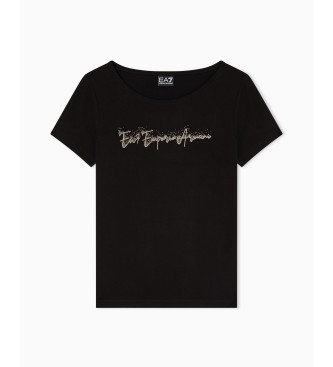 EA7 Maglietta in maglia elastica con logo Logo Series nero