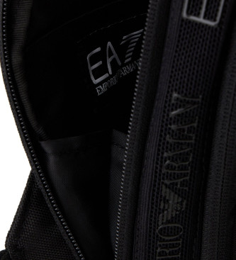EA7 Kleiner runder Rucksack Logo schwarz