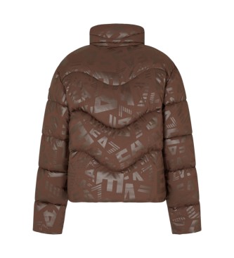 EA7 Giubbotto bomber trapuntato con monogramma marrone
