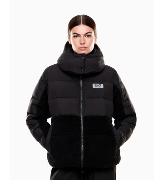 EA7 Casaco acolchoado com pormenores de efeito pel�cia preto