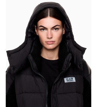 EA7 Casaco acolchoado com pormenores de efeito pel�cia preto