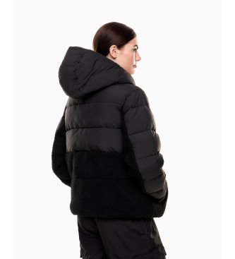 EA7 Casaco acolchoado com pormenores de efeito pel�cia preto