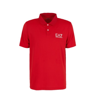 EA7 Tennis Pro Poloshirt aus rotem technischem Gewebe