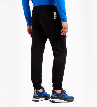 EA7 Pantalon cargo Core Identity en mélange de coton noir