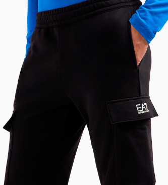 EA7 Pantalon cargo Core Identity en mélange de coton noir