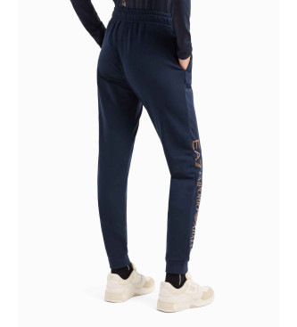 EA7 Joggers in cotone elasticizzato blu scuro lucido