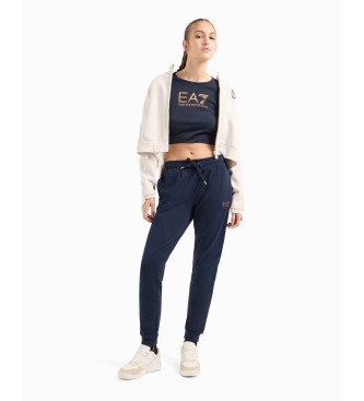 EA7 Joggers in cotone elasticizzato blu scuro lucido