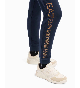 EA7 Joggers in cotone elasticizzato blu scuro lucido