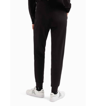 EA7 Pantalon de survtement en coton extensible Noir brillant