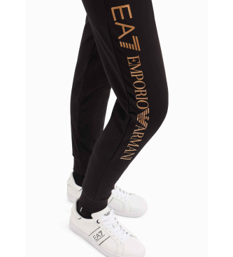 EA7 Pantalon de survtement en coton extensible Noir brillant