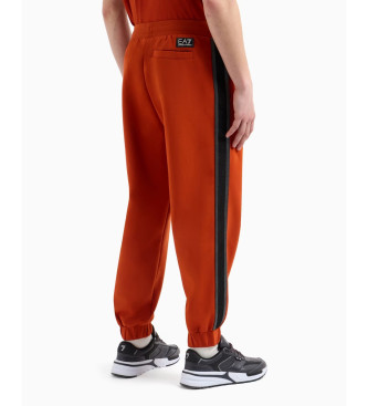 EA7 Pantaloni della tuta in misto cotone arancione Logo Series  