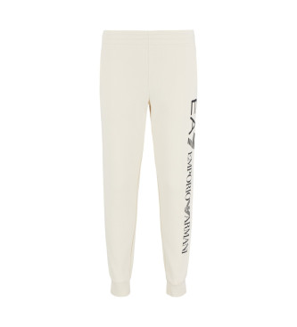 EA7 Logo serie beige katoenen trainingsbroek  