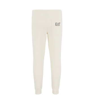 EA7 Logo Series beige cotton tracksuit bottoms  