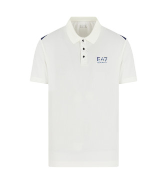 EA7 Tennis Pro two-tone polo shirt in Ventus7 technical fabric white