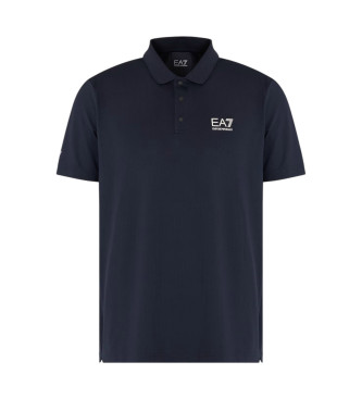 EA7 Tennis Pro two-tone polo shirt in navy Ventus7 technical fabric