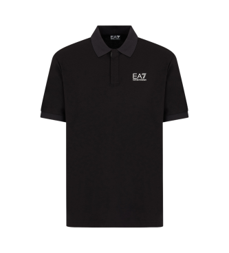 EA7 Polo en coton 7 Lines noir