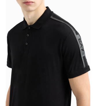 EA7 Logo Series navy cotton knitted polo shirt  