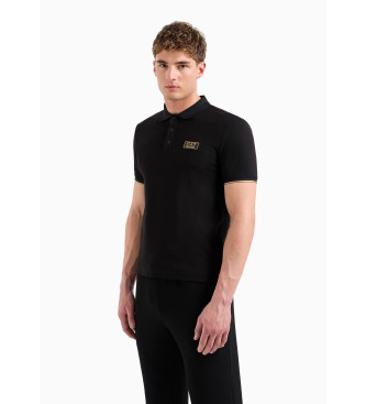 EA7 Black knitted polo shirt