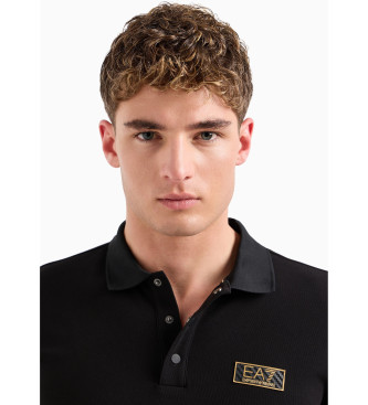 EA7 Zwart gebreid poloshirt