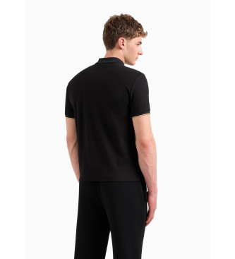 EA7 Zwart gebreid poloshirt