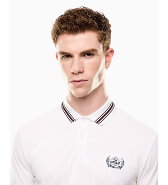 EA7 Camisa plo Golf Club em mistura de algodo/modal elstico branco, tricotada em branco