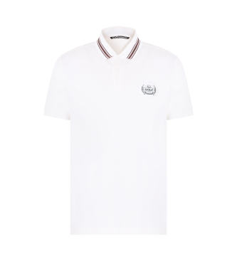 EA7 Golf Club poloshirt i hvid bomuld/stretch modalblanding, strikket i hvid