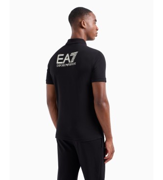 EA7 Poloshirt Visibility aus schwarzer Stretch-Baumwolle