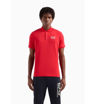 EA7 Poloshirt aus roter Stretch-Baumwolle mit Sichtbarkeit