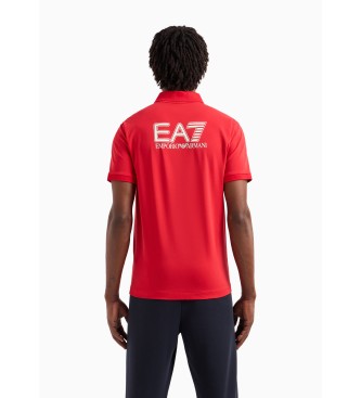 EA7 Poloshirt aus roter Stretch-Baumwolle mit Sichtbarkeit