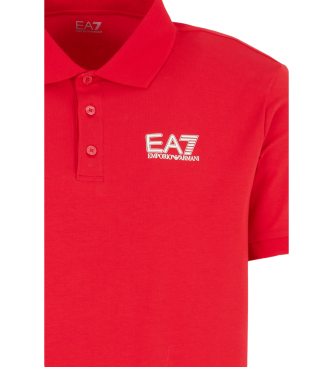 EA7 Poloshirt aus roter Stretch-Baumwolle mit Sichtbarkeit