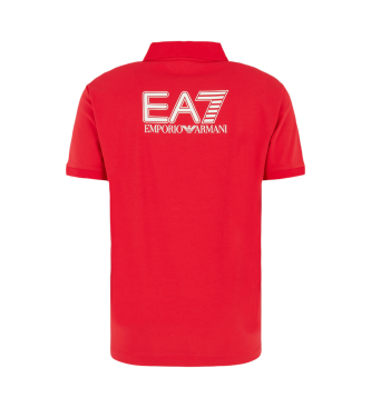 EA7 Poloshirt aus roter Stretch-Baumwolle mit Sichtbarkeit