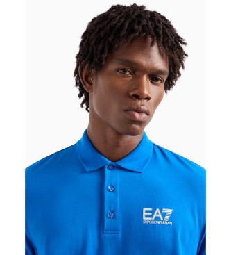 EA7 Poloshirt aus blauer Stretch-Baumwolle mit Sichtbarkeit