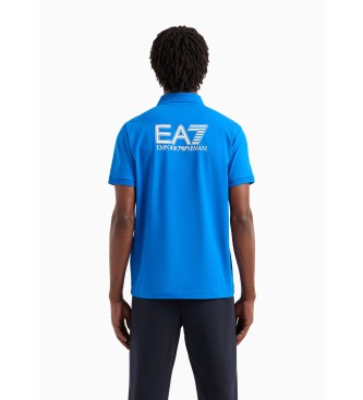 EA7 Zichtbaarheid blauwe stretch katoenen polo