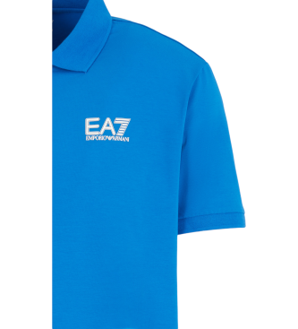 EA7 Poloshirt aus blauer Stretch-Baumwolle mit Sichtbarkeit