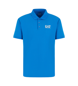 EA7 Poloshirt aus blauer Stretch-Baumwolle mit Sichtbarkeit