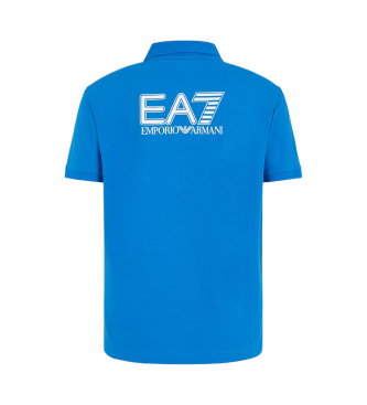 EA7 Polo visibilit in cotone elasticizzato blu