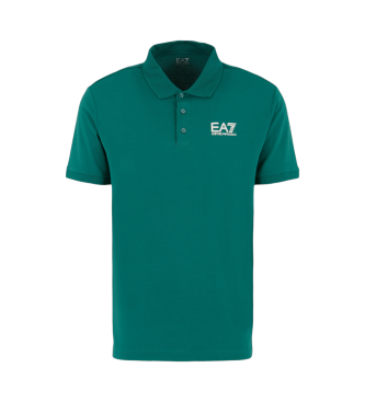 EA7 Visibility green stretch cotton polo shirt