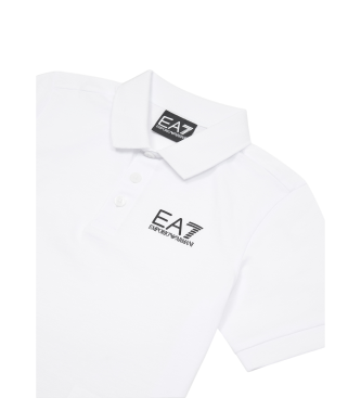 EA7 Kortrmet poloshirt i frisk hvid bomuldsjersey