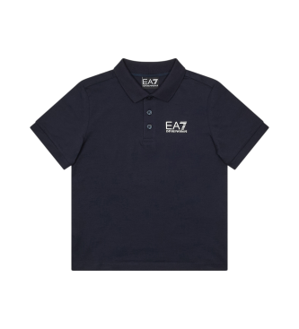 EA7 Polo  manches courtes en jersey de coton bleu marine.