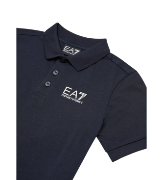 EA7 Kurzarm-Poloshirt aus coolem marineblauem Baumwoll-Jersey