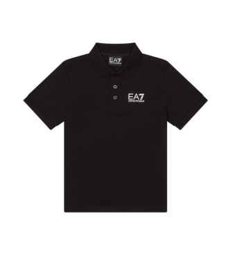 EA7 Short sleeve polo shirt made of cool black cotton jersey