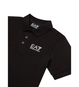 EA7 Kurzarm-Poloshirt aus coolem schwarzem Baumwoll-Jersey