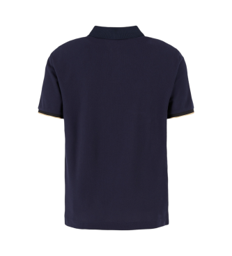 EA7 Polo in maglia di cotone con etichetta oro blu navy