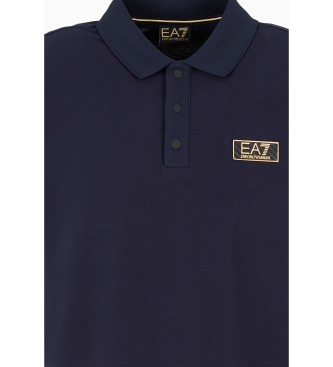 EA7 Polo en coton tricot marine Gold Label