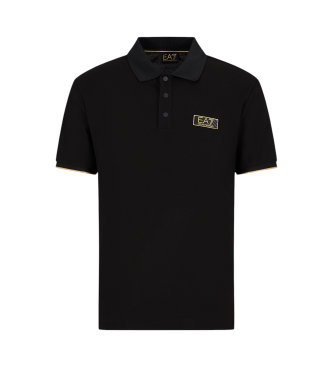 EA7 Polo in maglia di cotone Gold Label Nera