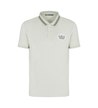 EA7 Polo in jersey elasticizzato in cotone e modal con motivo a mazze da golf azzurro