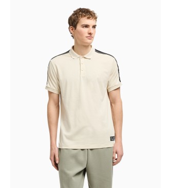 EA7 Logo Series beige strikket poloshirt i bomuld