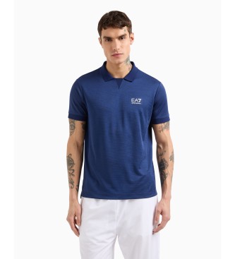 EA7 Tennis Pro-poloshirt i teknisk Ventus7-stof, bl  