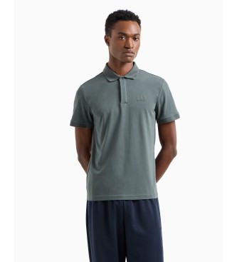 EA7 Visibility grey stretch cotton knitted polo Visibility grey