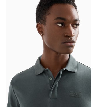 EA7 Visibility grey stretch cotton knitted polo Visibility grey